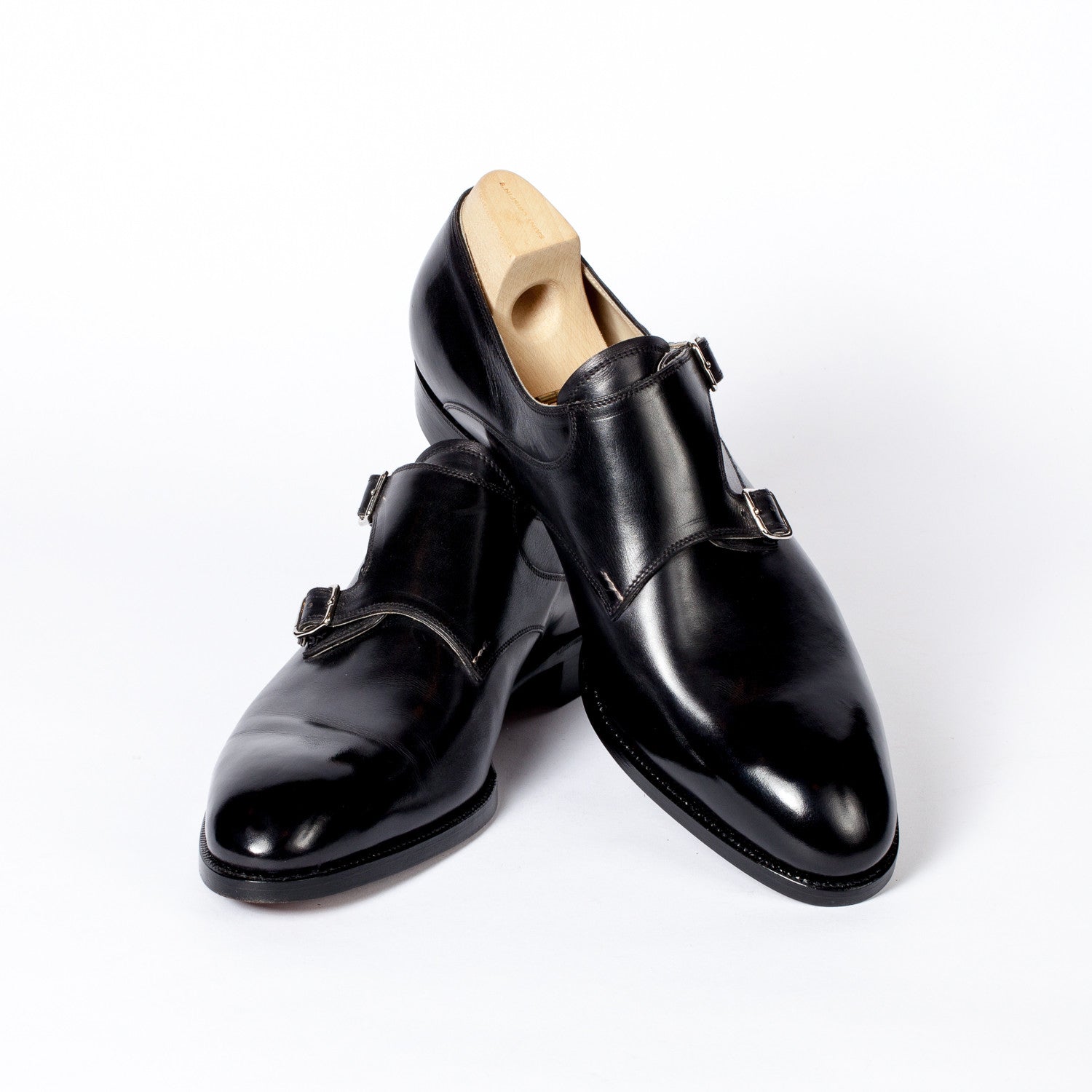 Double Monk "Modern Dandy" made of Black Calfskin - purely handmade